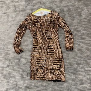 Dress the Population Gold/Black Sequin Mini Dress